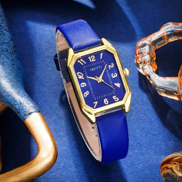 NWT 6pc Women Fashion Retro PU Leather Band Quartz Watches+Crystal Jewelry Set - Picture 3 of 16